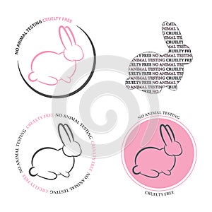 Set of 4 `no animal testing icons`.