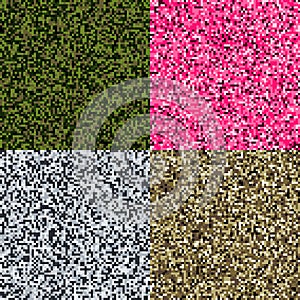 Set of 4 pixel camouflage patterns. Military seamless pattern. Abstract vector illustration