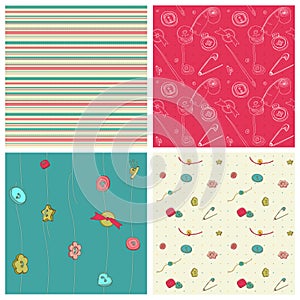 Set of 4 seamless backgrounds - Sewing kit