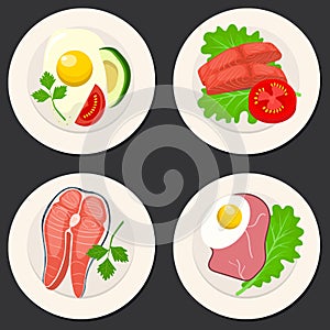 Set of 4 simple breakfasts