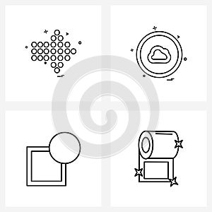 Set of 4 Simple Line Icons for Web and Print such as arrow, notice, ui, button, notify