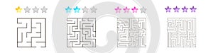Set of 4 square mazes for kids at different levels of complexity