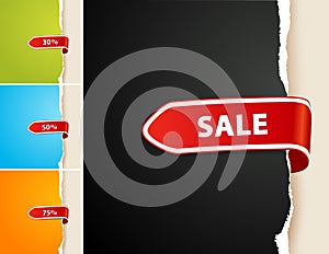 Set of 4 teared papers