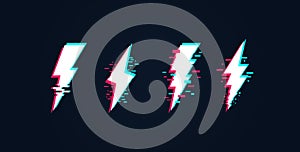 Set of 4 thunderbolts icons.