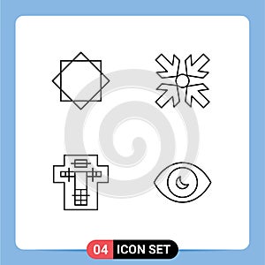 Set of 4 Vector Filledline Flat Colors on Grid for alert, decapitate, warning, minimize, penalty