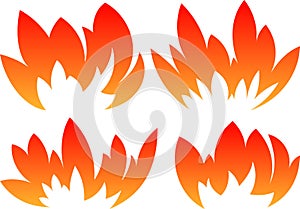 Set of 4 vector fires in cartoon style