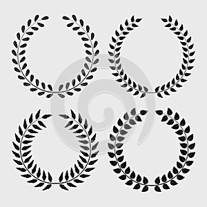 Set of 4 vector isolated laurel and olive wreaths