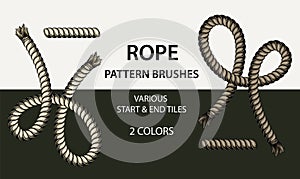 Set of 4 vector rope pattern brushes with 2 different styles of ends.