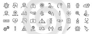 Set of 40 Coronavirus protection web icons in line style. Safety, health, coronavirus, virus, outbreak, contagious