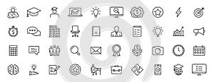 Set of 40 Education and Learning web icons in line style. School, university, textbook, learning. Vector illustration