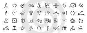 Set of 40 Start up web icons in line style. Creative, idea, target, innovation, business, marketing. Vector illustration