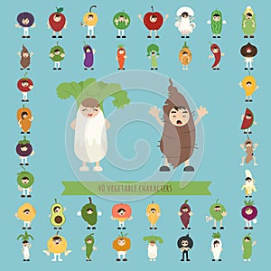 Set of 40 vegetable costume characters