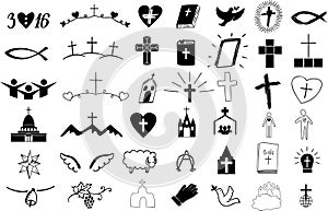 Set of 42 christian icons .