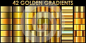 Set of 42 golden color gradients