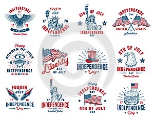 Set of 4th july emblem