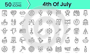 Set of 4th of july icons. Line art style icons bundle.