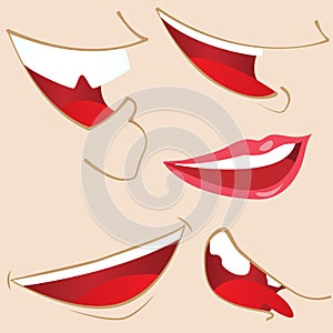 Set of 5 cartoon mouths.