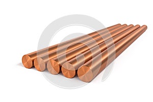 Set of 5 copper round bars - 3d render