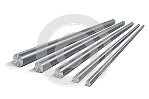 Set of 5 round steel bars of different size