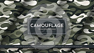 Set 5 Seamless Camouflage Patterns. War Illustration. Traditional Military Texture. Army Background