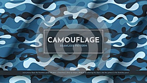 Set 5 Seamless Camouflage Patterns. War Illustration. Traditional Military Texture. Army Background.