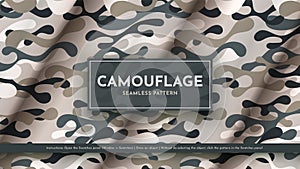 Set 5 Seamless Camouflage Patterns. War Illustration. Traditional Military Texture. Army Background.