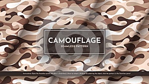 Set 5 Seamless Camouflage Patterns. War Illustration. Traditional Military Texture. Army Background