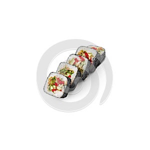 A set of 5 vegetable rolls on a white background isolated