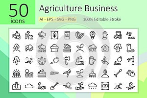 set of 50 agriculture business icons