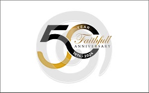 Set of 50th anniversary logo design, Fifty years celebrating anniversary logo design template