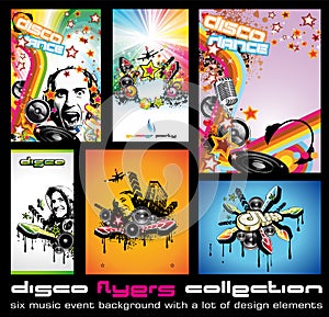 Set of 6 Colorful Background for Discoteque Flyers
