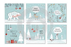 Set of 6 cute Christmas gift cards
