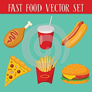 Set of 6 fast food objects