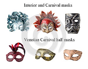 Set of 6 Handmade Interior and carnaval masks