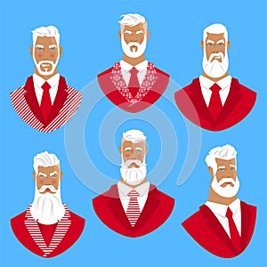 Set of 6 portraits of cool Santa Clauses