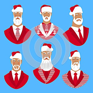 Set of 6 portraits of cool Santa Clauses