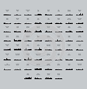 Set of 60 City Silhouettes from Africa ( Fez, East London, Zanzibar, Marrakech, Morocco, South Africa, Johannesburg )