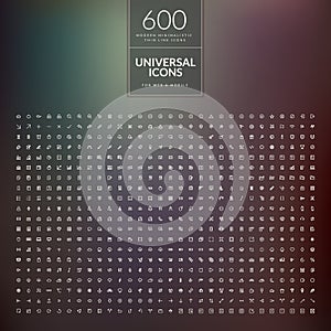 Un impostato composto da 600 universale magro linea icone noi 