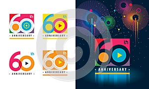 Set of 60th Anniversary logotype design, Sixty years Celebrating Anniversary