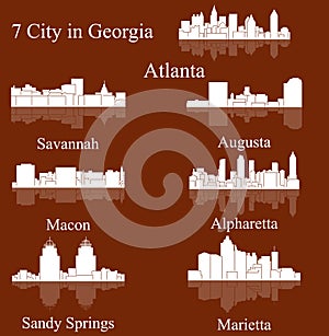 Set of 7 City in Georgia ( Atlanta, Savannah, Augusta, Macon, Alpharetta Sandy Springs, Marietta )