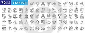 Set of 70 Start up web icons in line style.