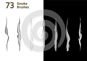 Set of 73 smoke brushes for misty fog, burning, ice haze, vape vapor, smolder.