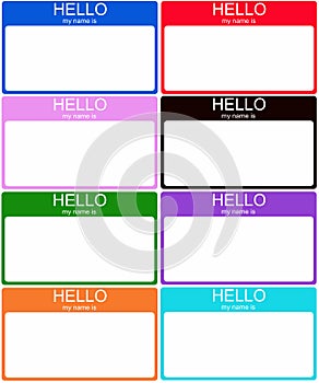 Set of 8 Colorful Name Tags