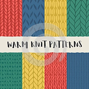 Set of 8 decorative knit seamless patterns.