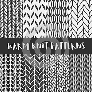 Set of 8 decorative knit seamless patterns.