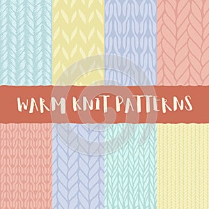 Set of 8 decorative knit seamless patterns.