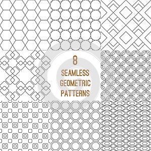 Set of 8 geometric seamless patterns