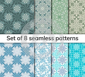 Set of 8 patterns. Collection arabic, indian, japanese, islamic