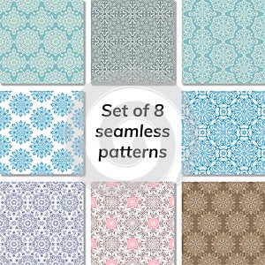 Set of 8 patterns. Collection arabic, indian, japanese, islamic