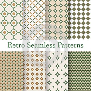 Set 8 seamless patterns retro